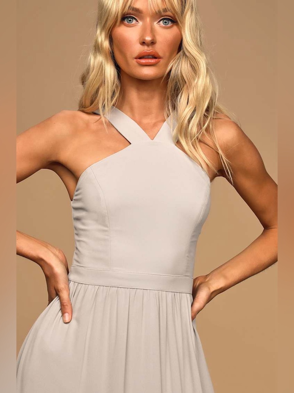 Lulus Air of Romance Gray Maxi Dress Size M NWT Bridesmaid Formal Wedding Guest - Picture 4 of 12